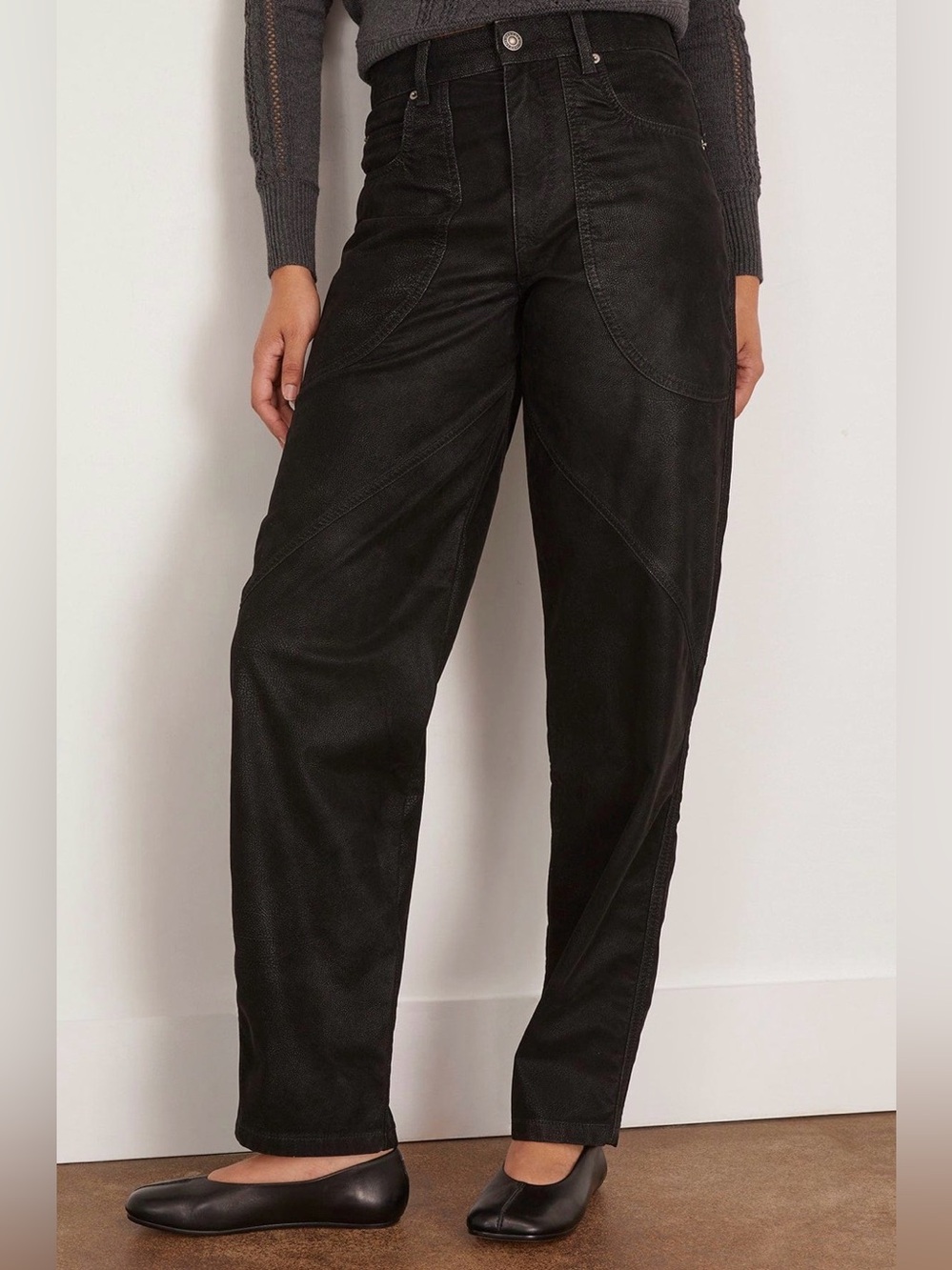 NWT Isabel Marant Etoile Kelvina Pants Black Faux Leather Trousers 38 US 6 med - Picture 3 of 13
